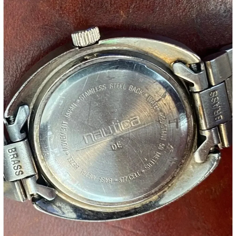 Women's 30mm Nautica Watch, Silver Tone with Black Bezel, WR to 50M